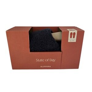 State of Day Navy Blue Sherpa Slippers Womens Size 9/10 L NWT